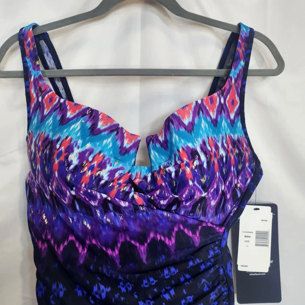 Miraclesuit Women's One Piece Bella Alba Escape Swimsuit Midnight Size 14 Beach